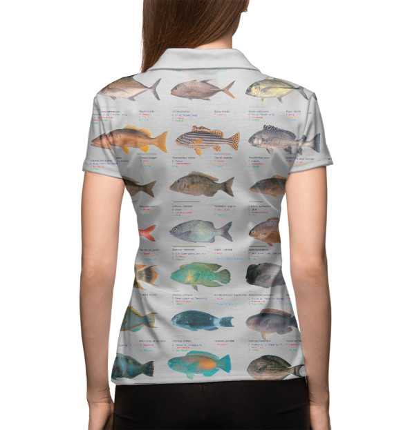 Женское поло с изображением рыбы на удочку цвета Белый