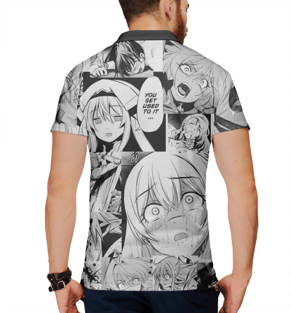 Мужское поло с изображением AHEGAO цвета Белый