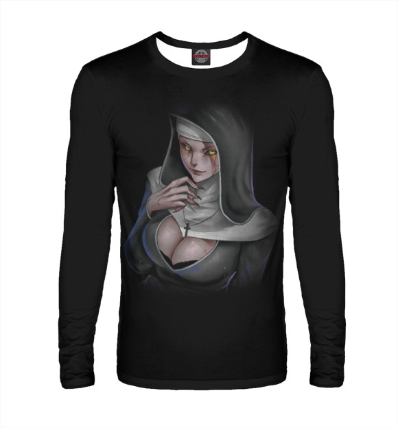 Мужской лонгслив с изображением Sexy nun цвета Белый