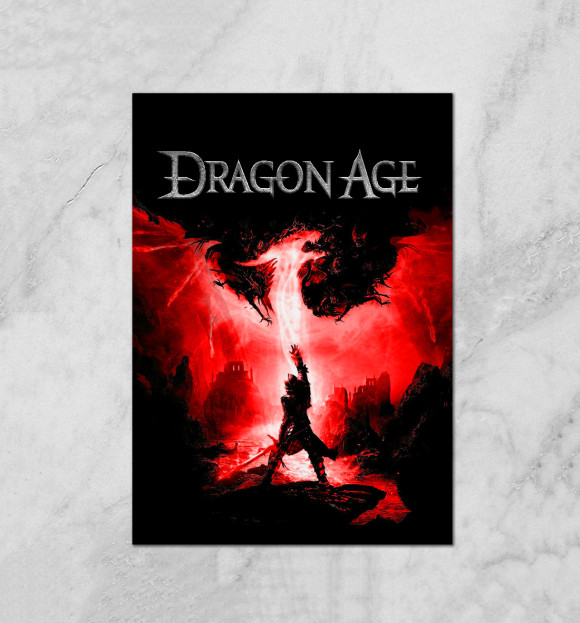 Плакат с изображением Dragon Age цвета Белый