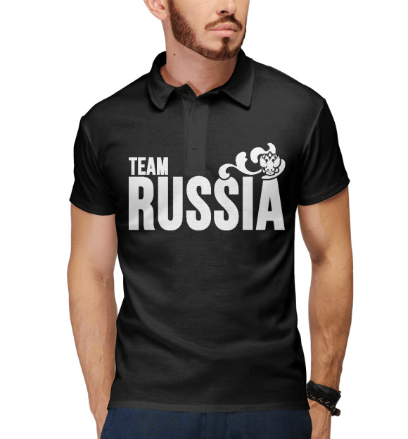 Мужское поло с изображением Team Russia цвета Белый
