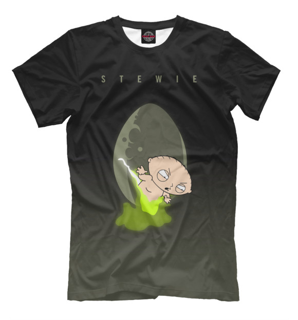 Футболка для мальчиков с изображением Stewie Griffin Alien цвета Черный