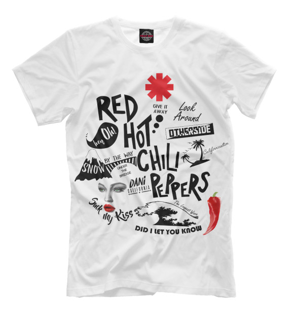 Мужская футболка с изображением Red Hot Chili Peppers Songs цвета Молочно-белый