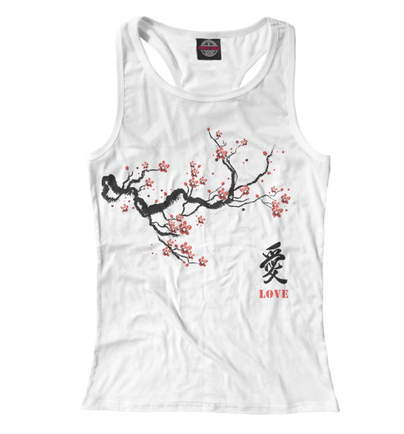 Женская майка-борцовка с изображением Сакура цвета Белый