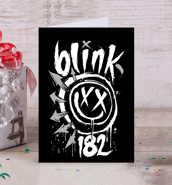 Открытка с изображением Blink-182 цвета Белый