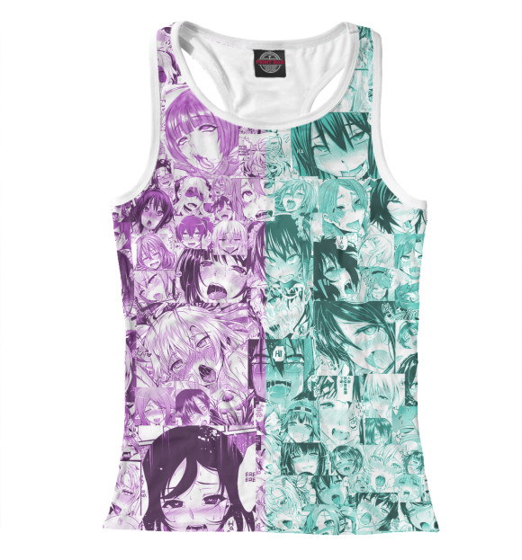 Женская майка-борцовка с изображением Ahegao duo edition цвета Белый