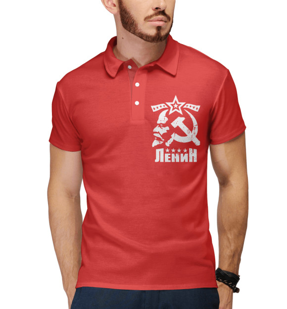Мужское поло с изображением Ленин СССР цвета Белый