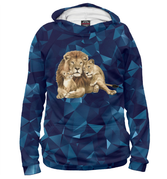 Женское худи с изображением Lion Family цвета Белый