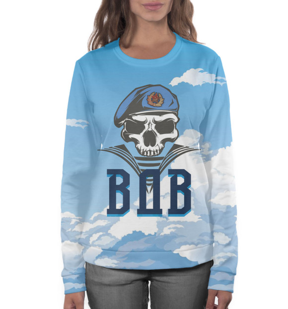 Женский свитшот с изображением ВДВ цвета Белый