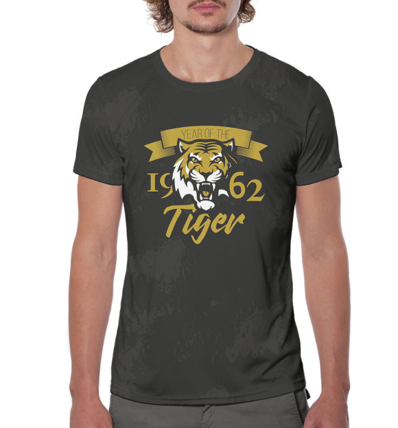 Мужская футболка с изображением Год тигра — 1962 цвета Белый