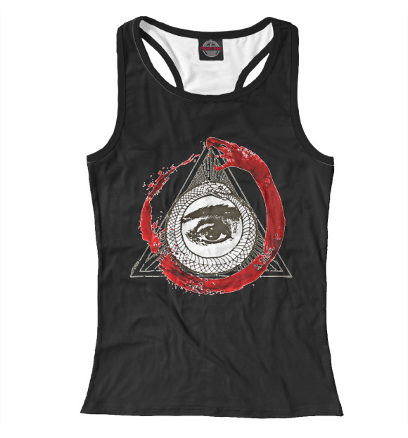 Женская майка-борцовка с изображением Лучезарная дельта и Уроборос цвета Белый