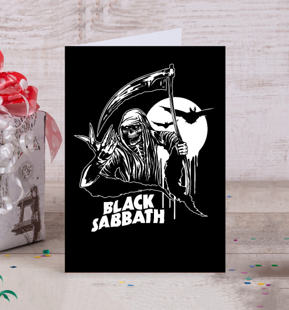 Открытка с изображением Black Sabbath цвета Белый