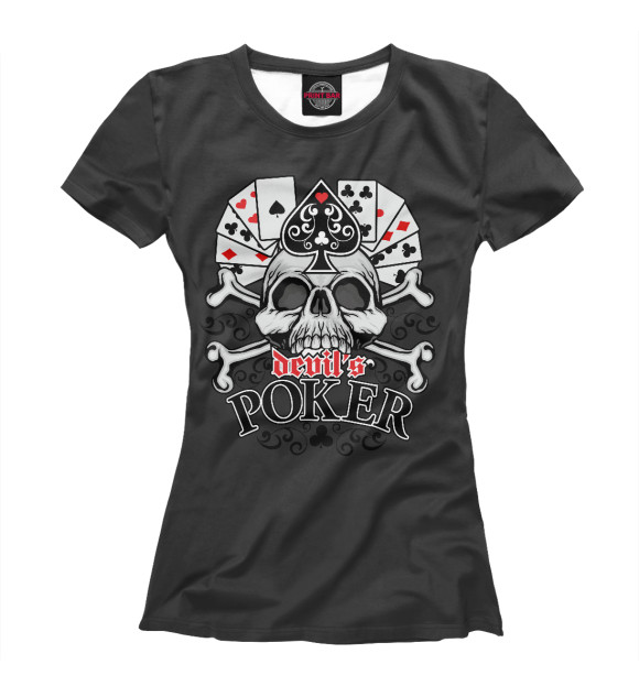 Женская футболка с изображением Poker цвета Белый