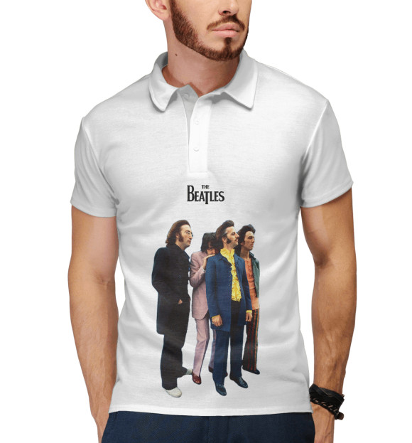 Мужское поло с притом The Beatles цвета Белый Мужское поло с изображением The Beatles цвета Белый