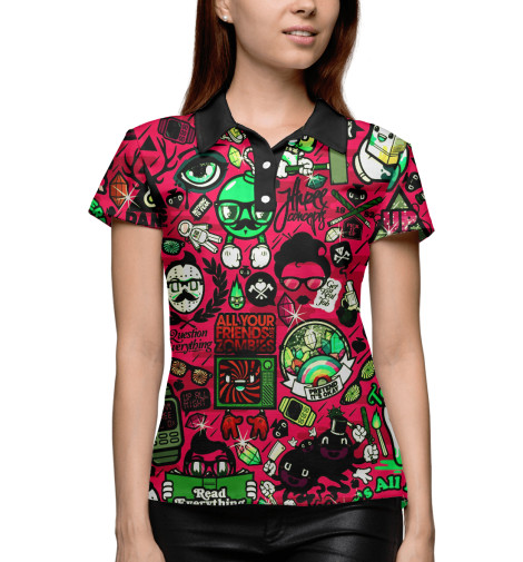 

Поло Print Bar, Белый, Sticker Bombing