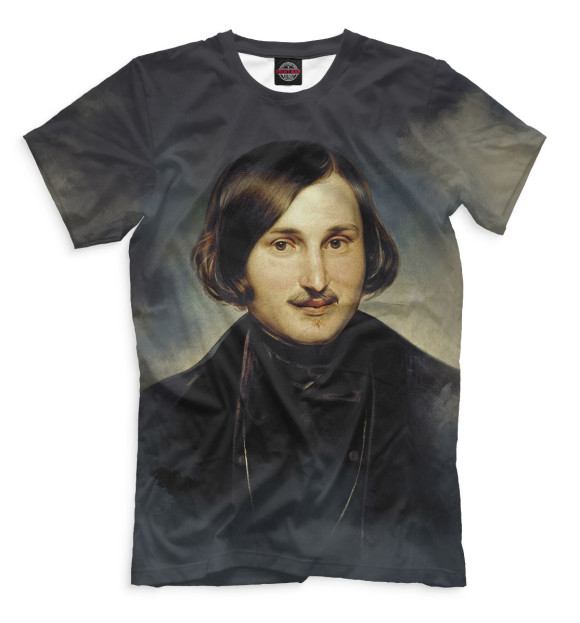 Мужская футболка с изображением Николай Гоголь цвета Черный