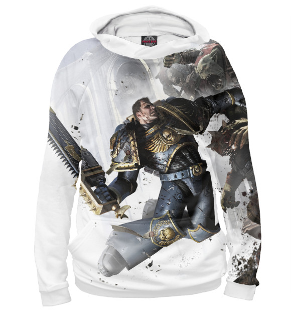 Мужское худи с изображением Warhammer Space Marine цвета Белый