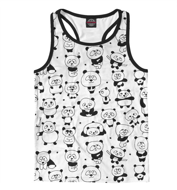 Мужская майка-борцовка с изображением Панда цвета Белый