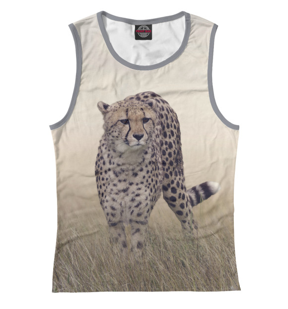 Женская майка с притом Гепард цвета Белый Женская майка с изображением Гепард цвета Белый