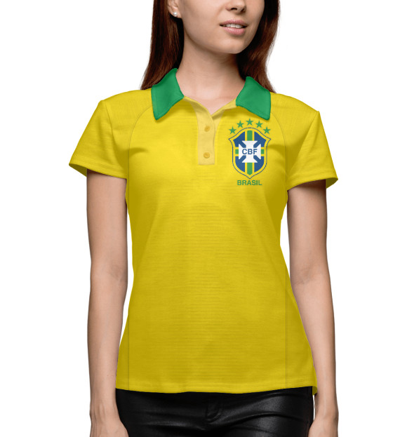 Женское поло с изображением Форма Сборной Бразилии 2018 цвета Белый