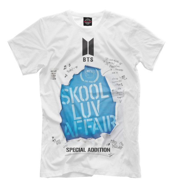 Мужская футболка с изображением BTS Skool luv affair цвета Белый
