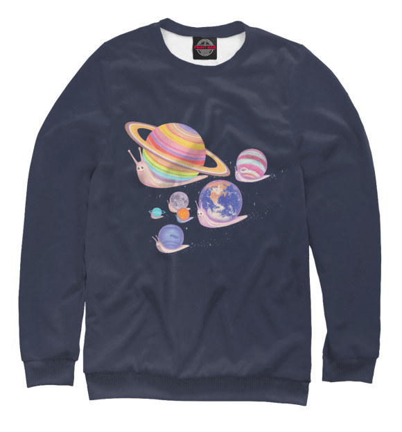 Свитшот для девочек с изображением Космические улитки цвета Белый