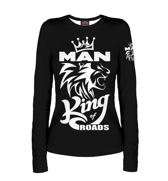 Женский лонгслив с изображением MAN - king of roads цвета Белый