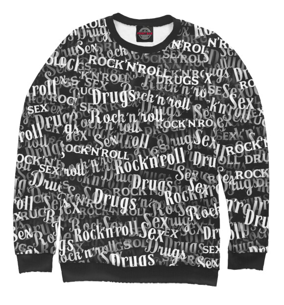 Мужской свитшот с изображением Sex, Drugs & Rock'n'Roll цвета Белый