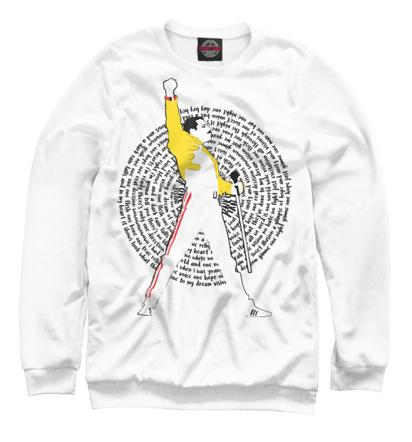 Мужской свитшот с изображением One Vision Freddie Mercury цвета Белый