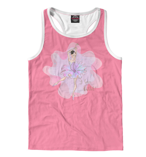 Мужская майка-борцовка с изображением I love ballet цвета Белый