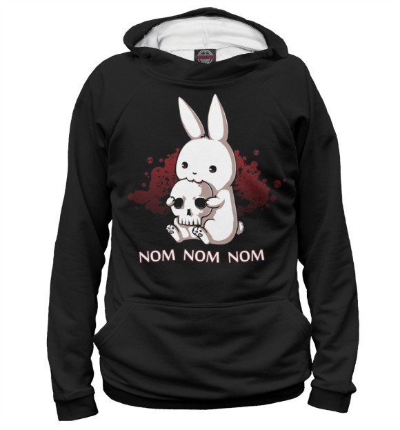Женское худи с изображением Nom Nom Nom цвета Белый