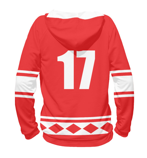 Мужское худи с изображением СССР 1972 Хоккейная форма №17 цвета Белый