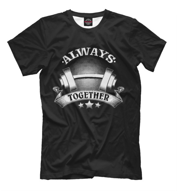 Мужская футболка с изображением Always together. цвета Черный