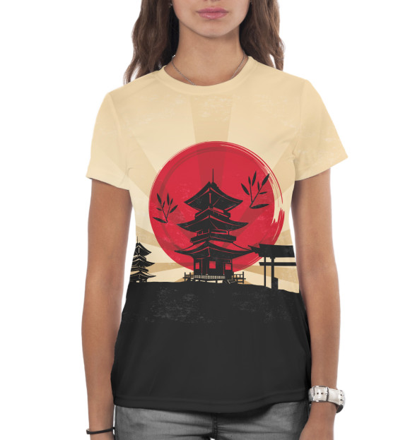 Женская футболка с изображением Япония цвета Белый