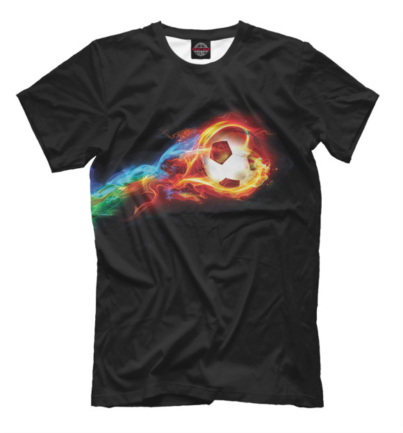 Мужская футболка с изображением Футбольный мяч цвета Черный