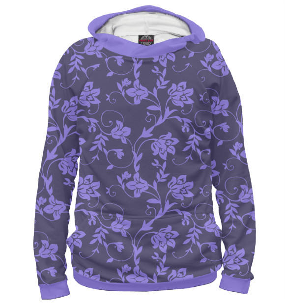 Мужское худи с изображением Floral (Purple) цвета Белый