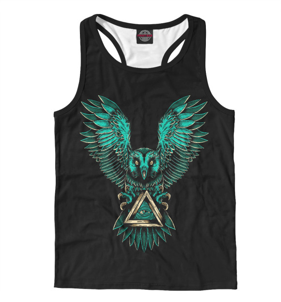 Мужская майка-борцовка с изображением Сова цвета Белый