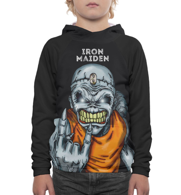 Худи для мальчика с изображением Iron Maiden цвета Белый