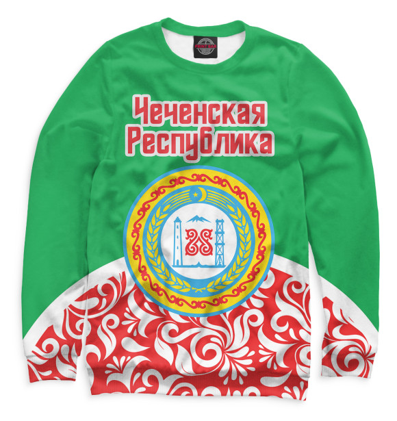 Свитшот для девочек с изображением Чечня цвета Белый