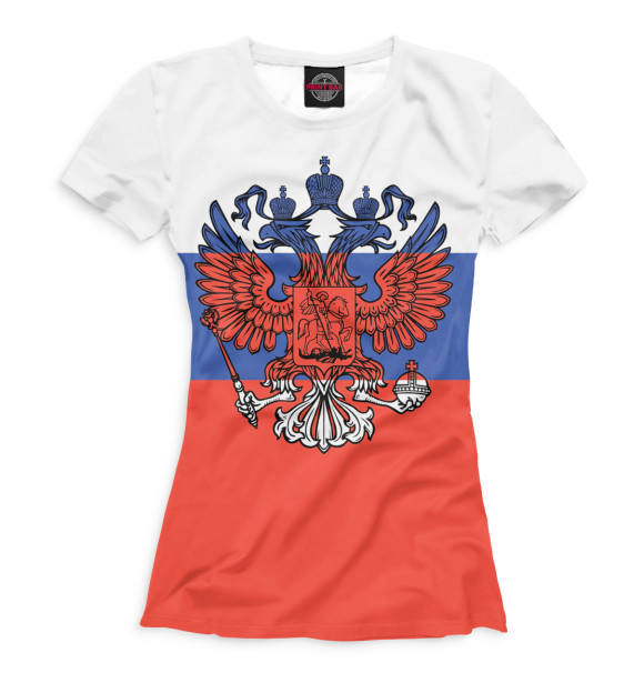 Женская футболка с изображением Триколор и герб цвета Белый