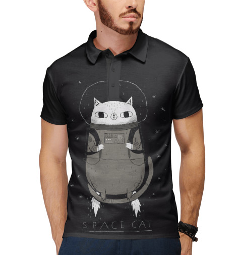 

Поло Print Bar, Белый, Space cat