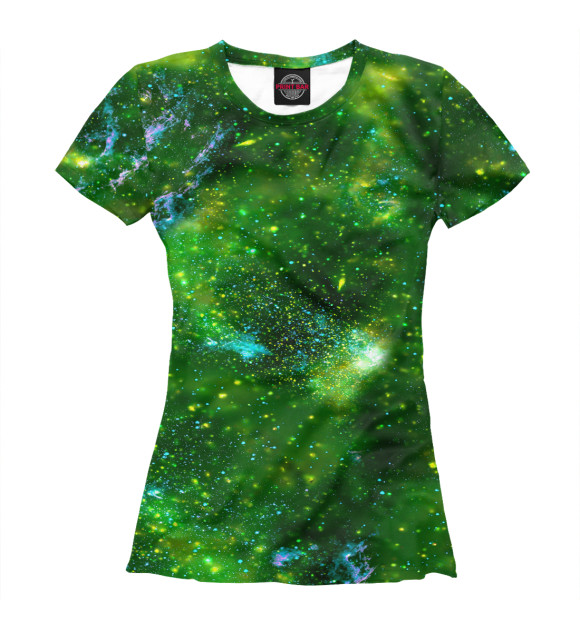 Женская футболка с изображением Зелёный космос цвета Белый