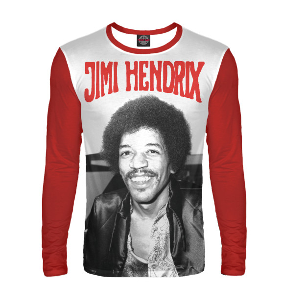 Мужской лонгслив с изображением Jimi hendrix цвета Белый