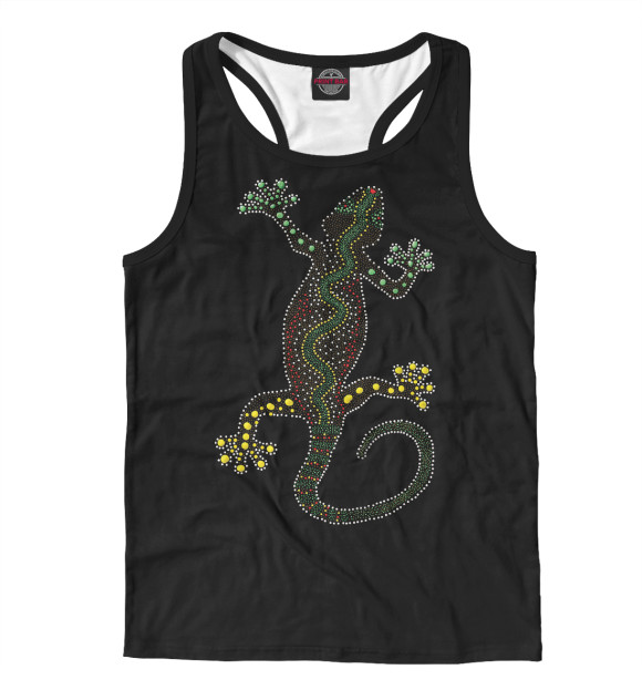 Мужская майка-борцовка с изображением Ящерица цвета Белый