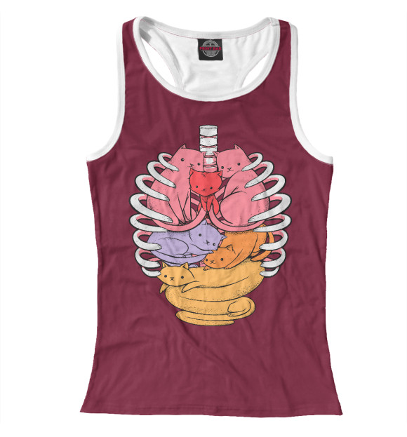 Женская майка-борцовка с изображением Органы из котиков цвета Белый