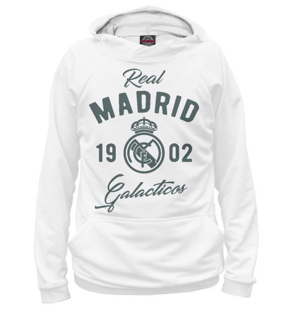Худи для девочки с изображением Реал Мадрид цвета Белый