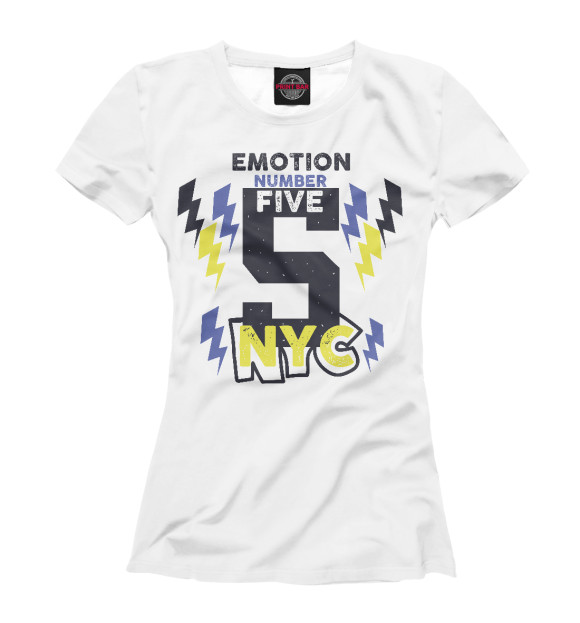 Женская футболка с изображением Emotion number five NYC 5 цвета Белый