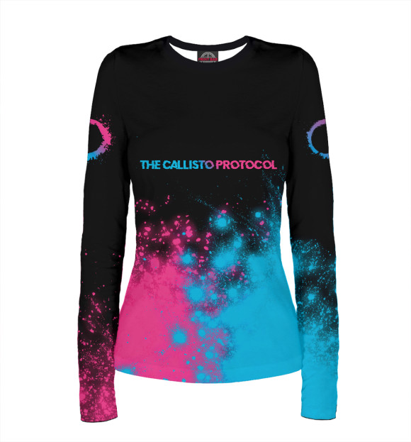 Женский лонгслив с изображением The Callisto Protocol Neon Gradient цвета Белый