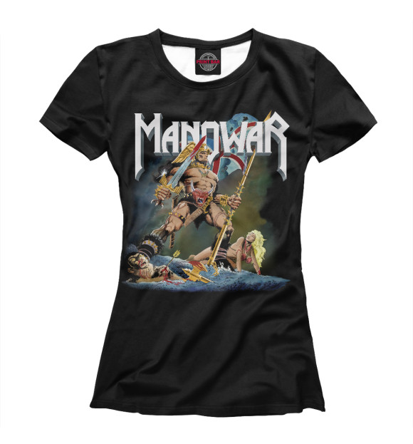 Футболка для девочек с изображением Manowar цвета Белый