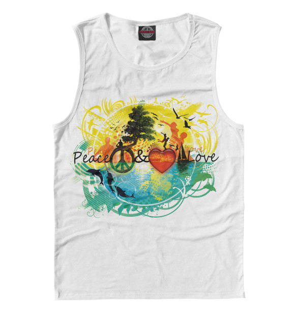 Майка для мальчика с изображением Peace&Love цвета Белый